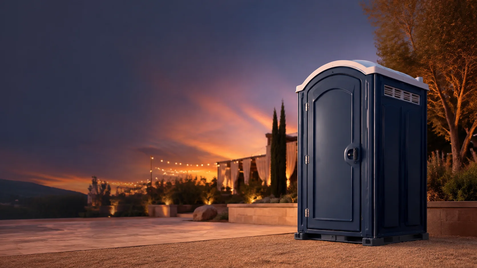 Portable restroom shown for rental planning in Dover, DE
